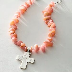 FREE PEOPLE Supernova Choker In Roze Quartz & Silver NWT